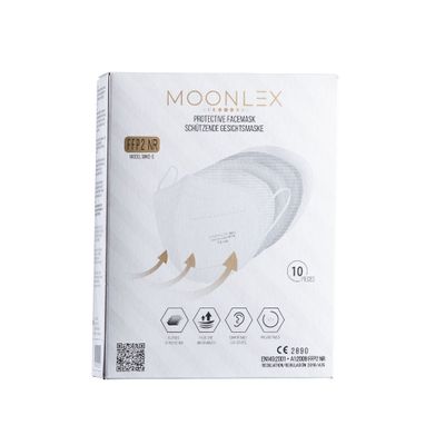 MOONLEX FFP2 Masken einzeln eingeschweißt (10 Masken je Box) - weiß